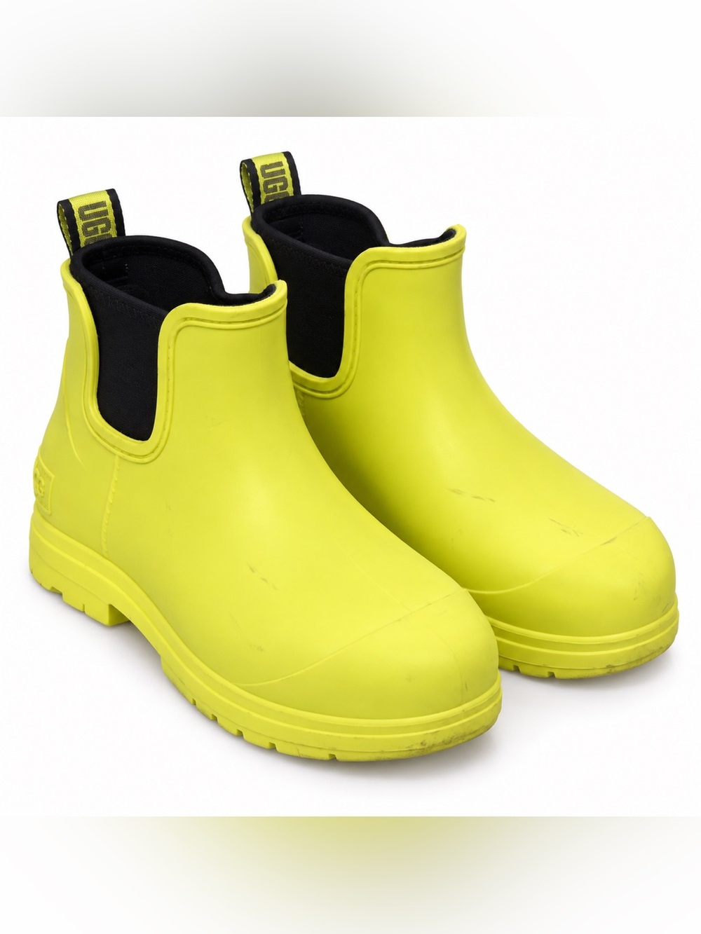 UGG Droplet Waterproof Rain Boots Women’s Size 7 Neon Yellow Ankle Chelsea